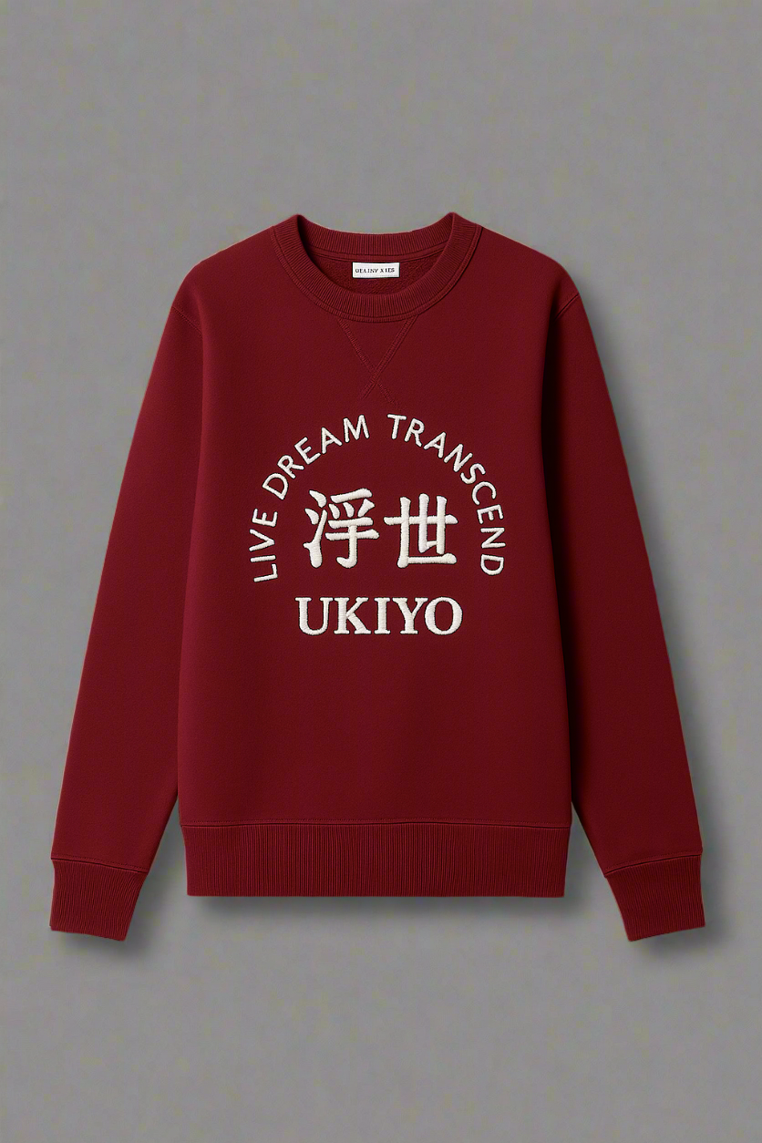 Sudadera bordado Shashiko 20x24 cm "UKIYO" – Vive, Sueña, Trasciende